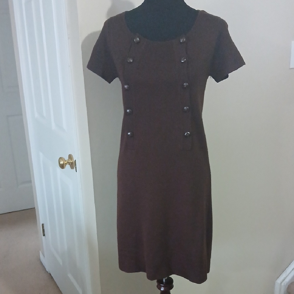 Joe  Woolblend Brown Button-Detail Mini Dress